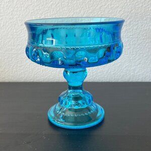 Indiana Glass Blue Compote Bowl // 5" Wedding Bowl // Horizon Blue 1172